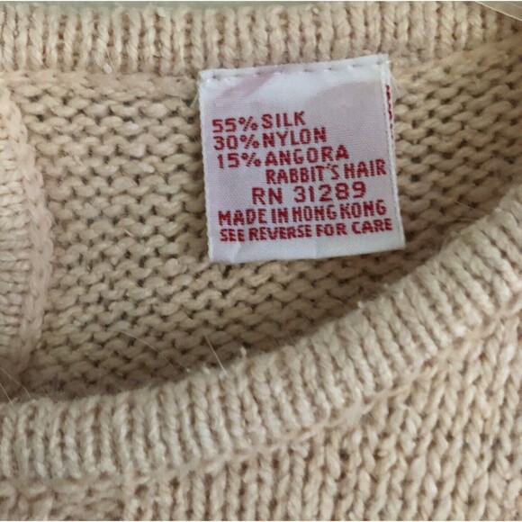 JJ Jones Silk Angora Wool Sweater Womens Sz M VTG Pastel Peach Feminine Romantic - Picture 4 of 12